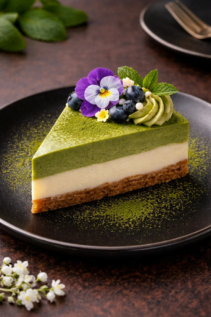 Cheesecake de Matcha — Postre nikkei con matcha japonés