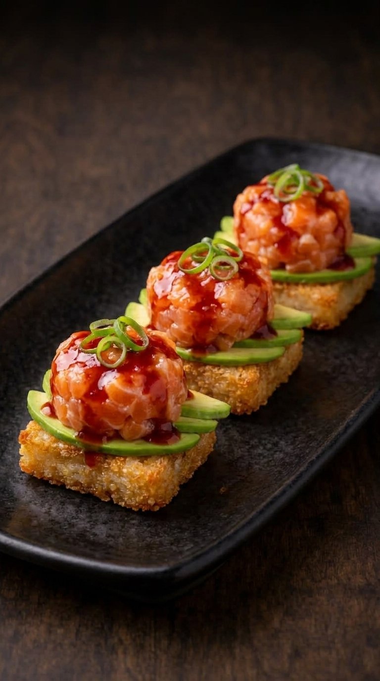 Tartare Akai — Arroz frito con trucha salmoneada y salsa Akai de la casa
